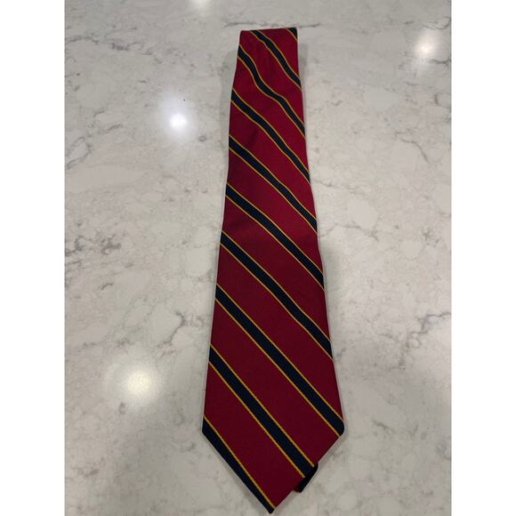 Brooks Brothers Men’s Makers Silk Striped Wide Casual‎ Career Neck Tie Red Blue - Picture 1 of 4